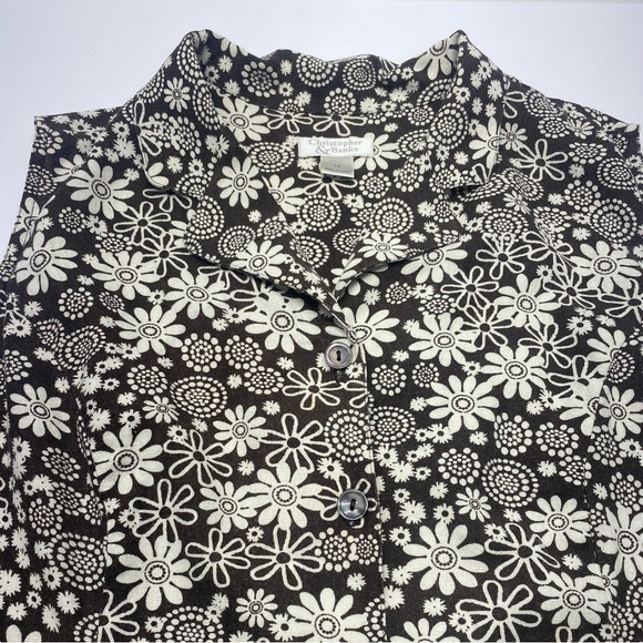 Christopher & Banks Vintage Linen Sleeveless Button Front Brown Floral Dress 10 - Picture 7 of 11